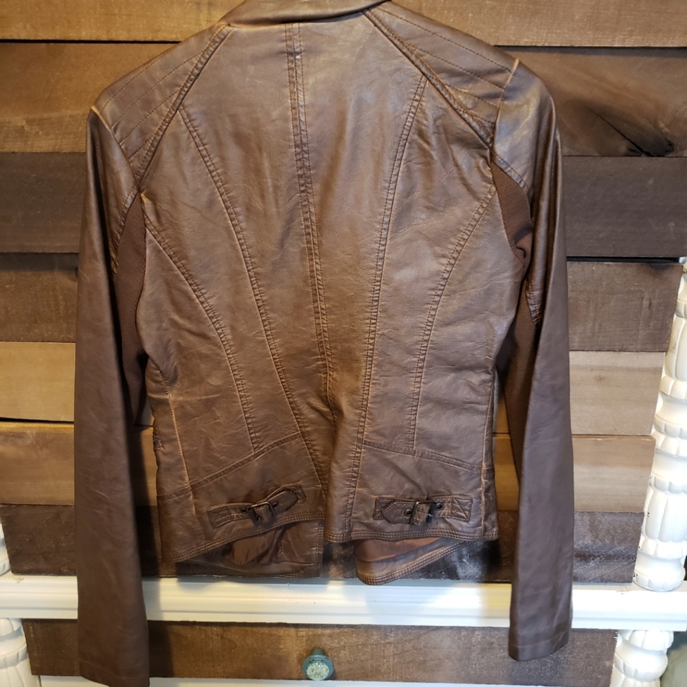 Brown faux leather jacket small